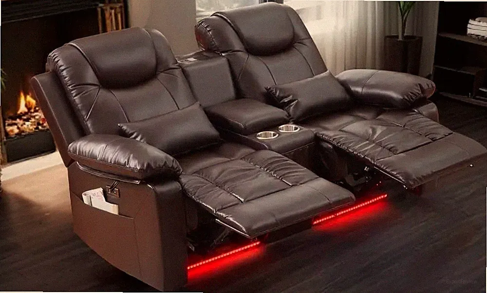 Black/Brown PU Leather Massage Recliner Loveseat Sofa Chair Home Theater Seat RC