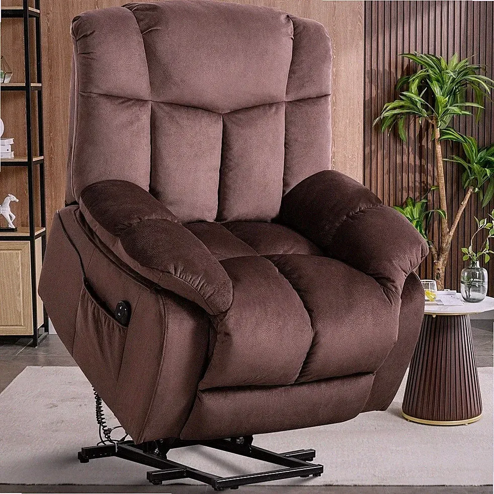 Heavy Duty Brown Power Lift Recliner Chair Overstuffed Armchair Recliners Arm